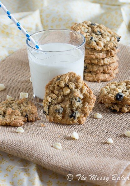 Blueberries & Cream Oatmeal Cookies | www.themessybakerblog.com-6600
