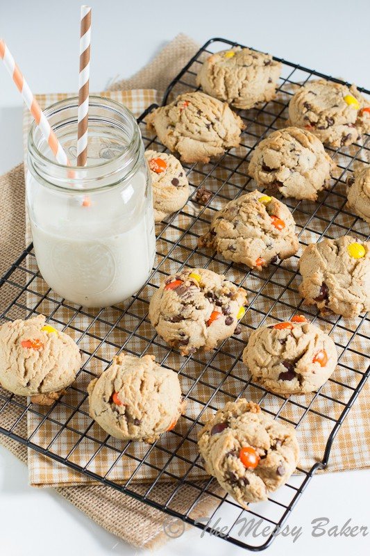 Soft Baked Triple Peanut Butter Cookies | www.themessybakerblog.com -7749