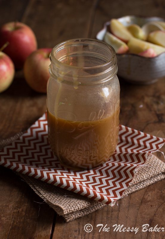 Apple Cider Bourbon Caramel Sauce | www.themessybakerblog.com -8616