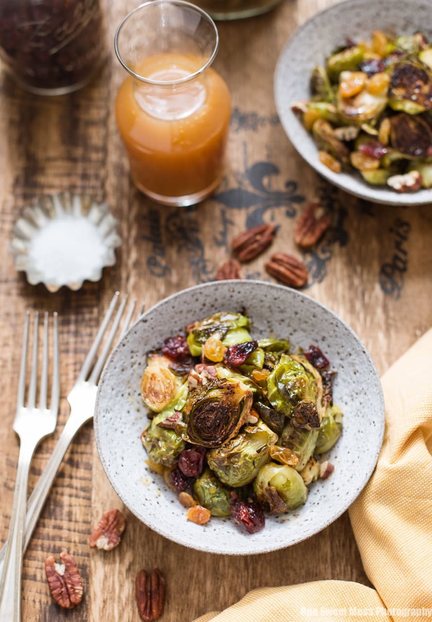 Apple Cider Glazed Crispy Brussels Sprouts