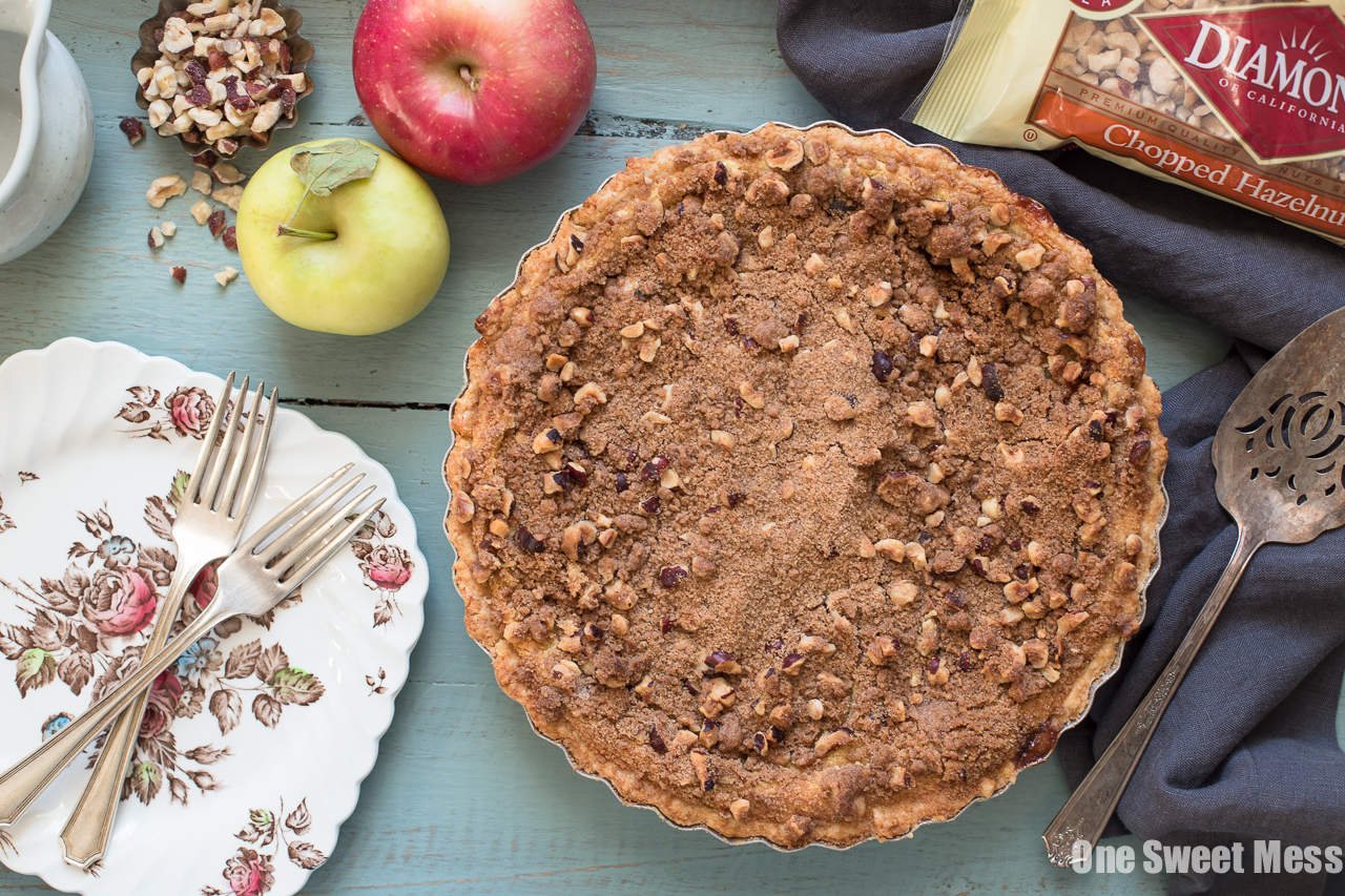 Apple Custard Pie with Hazelnut Streusel and Whiskey Cinnamon Whipped Cream