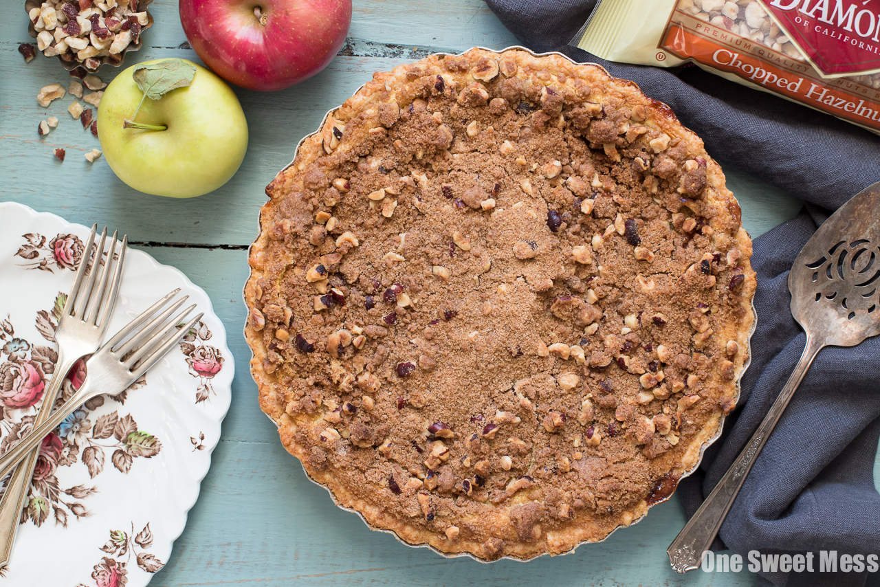 Apple Custard Pie with Hazelnut Streusel and Whiskey Cinnamon Whipped Cream