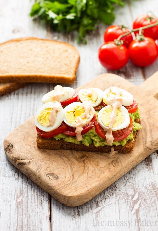 Avocado, Tomato, and Sliced Egg Toast