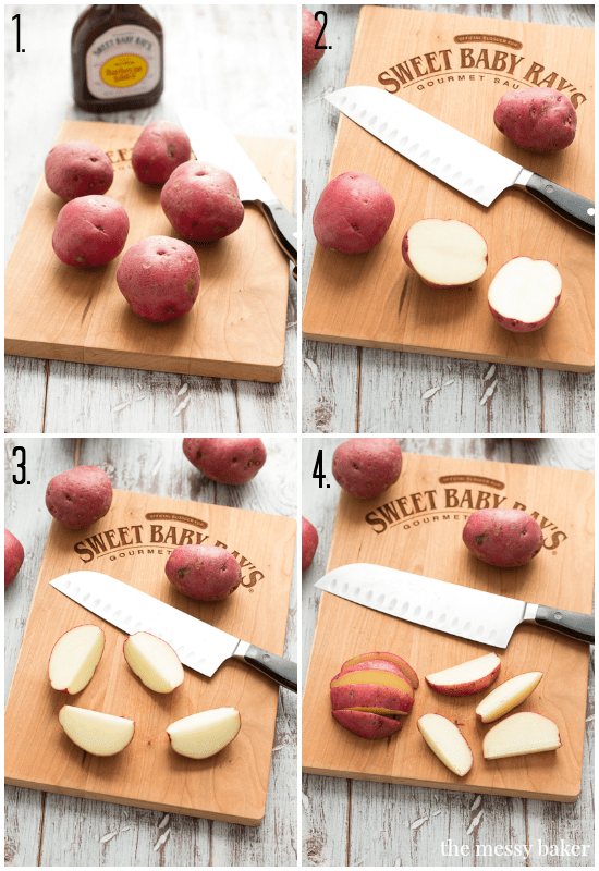 Cutting Potatoes into Wedges | www.themessybakerblog.com