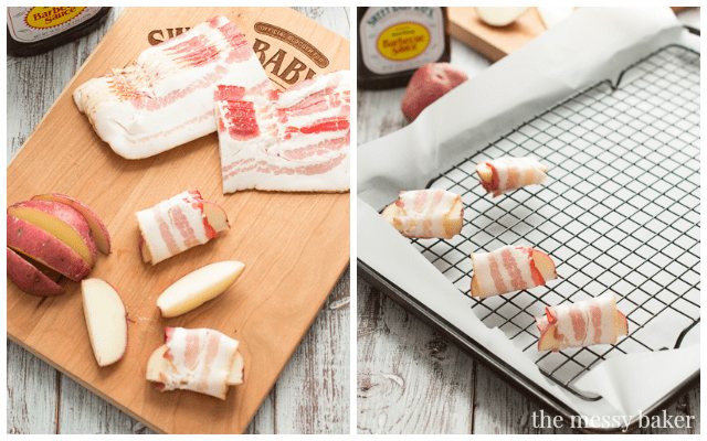 Wrapping Potatoes in Bacon | www.themessybakerblog.com