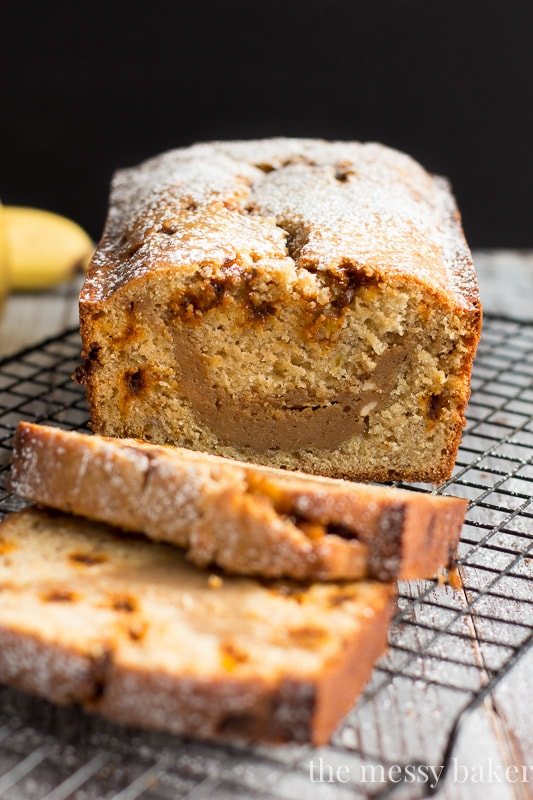 Banana Bread with Cookie Butter Cheesecake Swirl