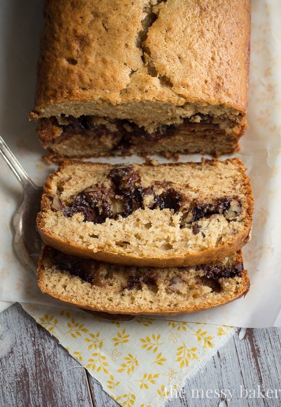 Nutella & Toasted Pecan Swirl Banana Bread