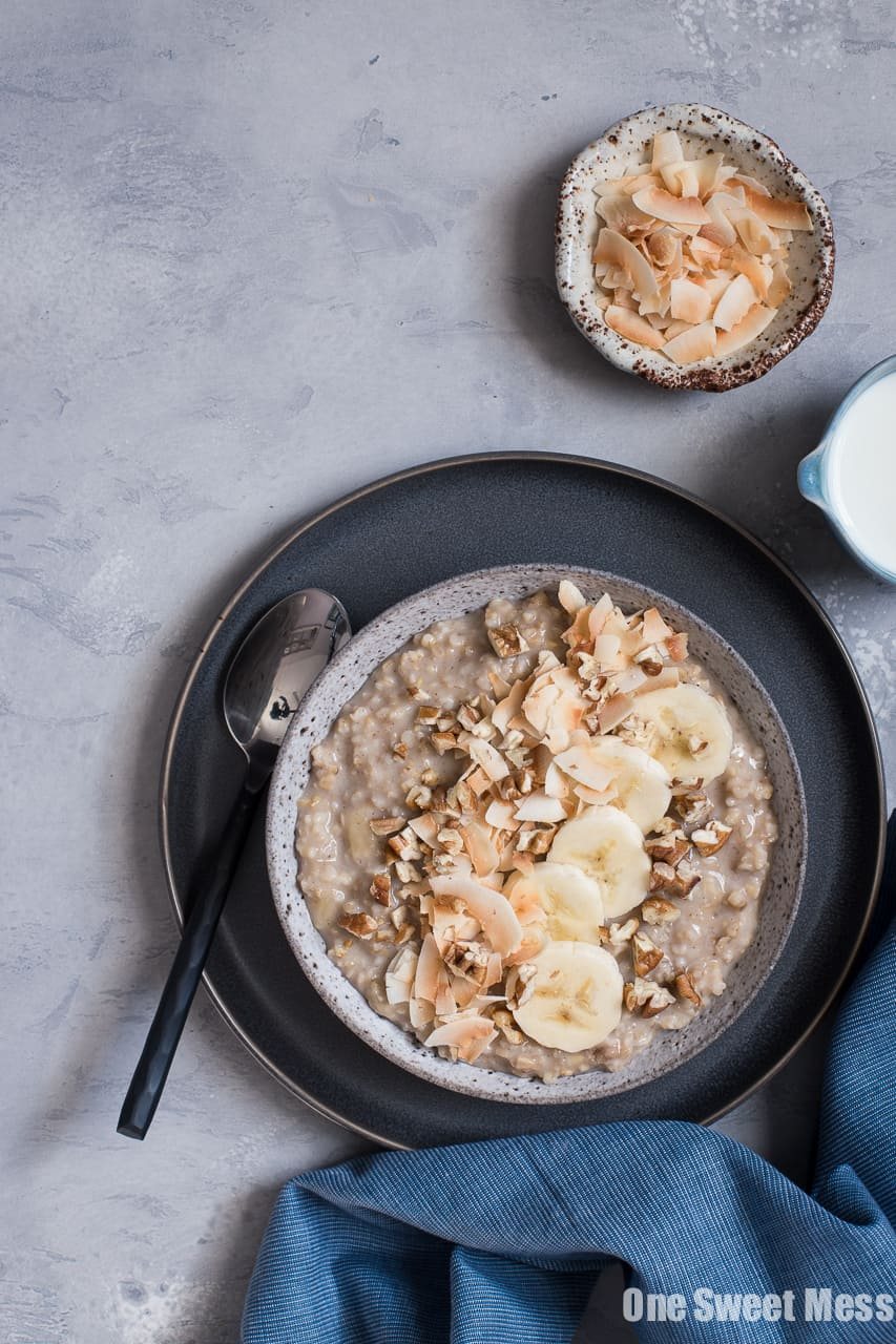 Banana Bread Steel Cut Oatmeal {Gluten-Free + Vegan}