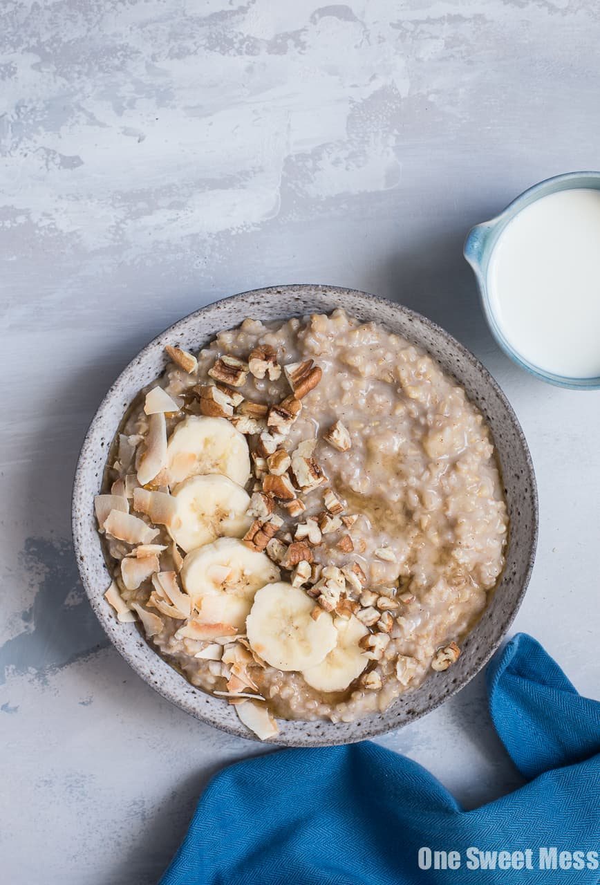 Banana Bread Steel Cut Oatmeal {Gluten-Free + Vegan}