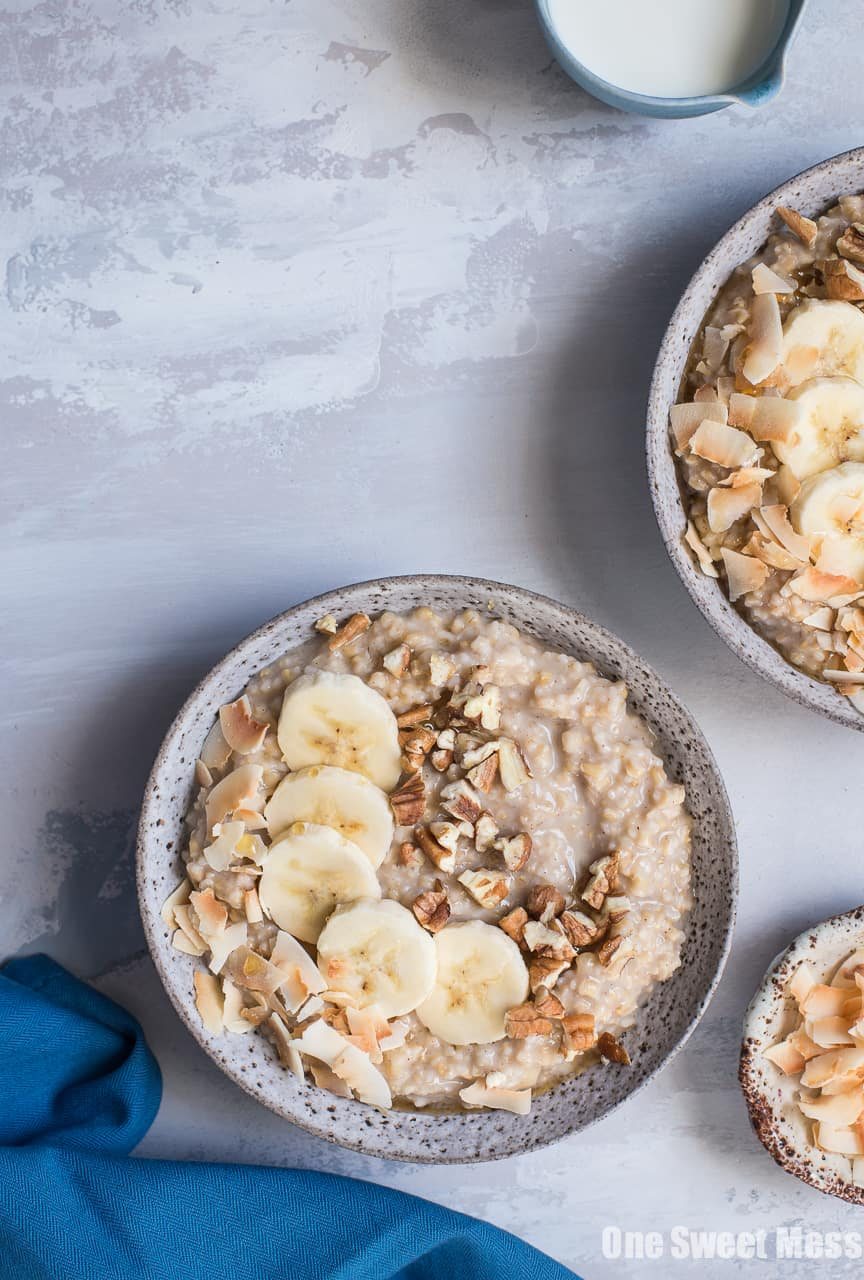 Banana Bread Steel Cut Oatmeal {Gluten-Free + Vegan}