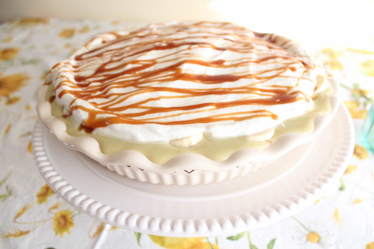 Banana Cream Pie with Bourbon Caramel Drizzle