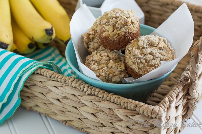 Banana Muffins with Walnut Streusel | www.themessybakerblog.com -8499