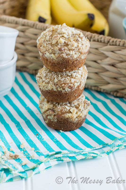 Banana Muffins with Walnut Streusel | www.themessybakerblog.com -8509
