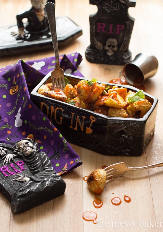 Halloween-Inspired Bloody Mary Potatoes | www.themessybakerblog.com