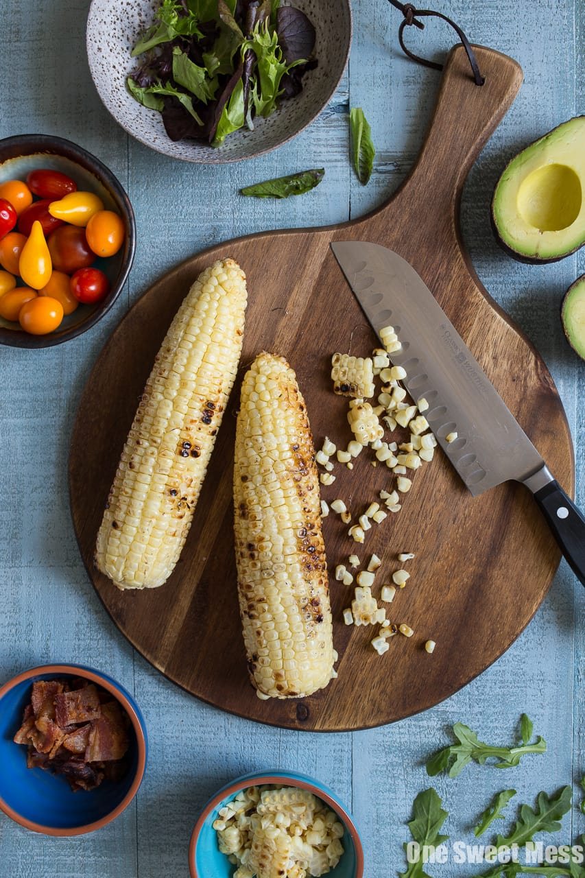 BLT Salad with Grilled Corn and Avocado Ranch Dressing