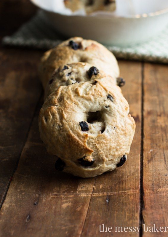 Honey Wheat Blueberry Bagels {A Tutorial} | www.themessybakerblog.com
