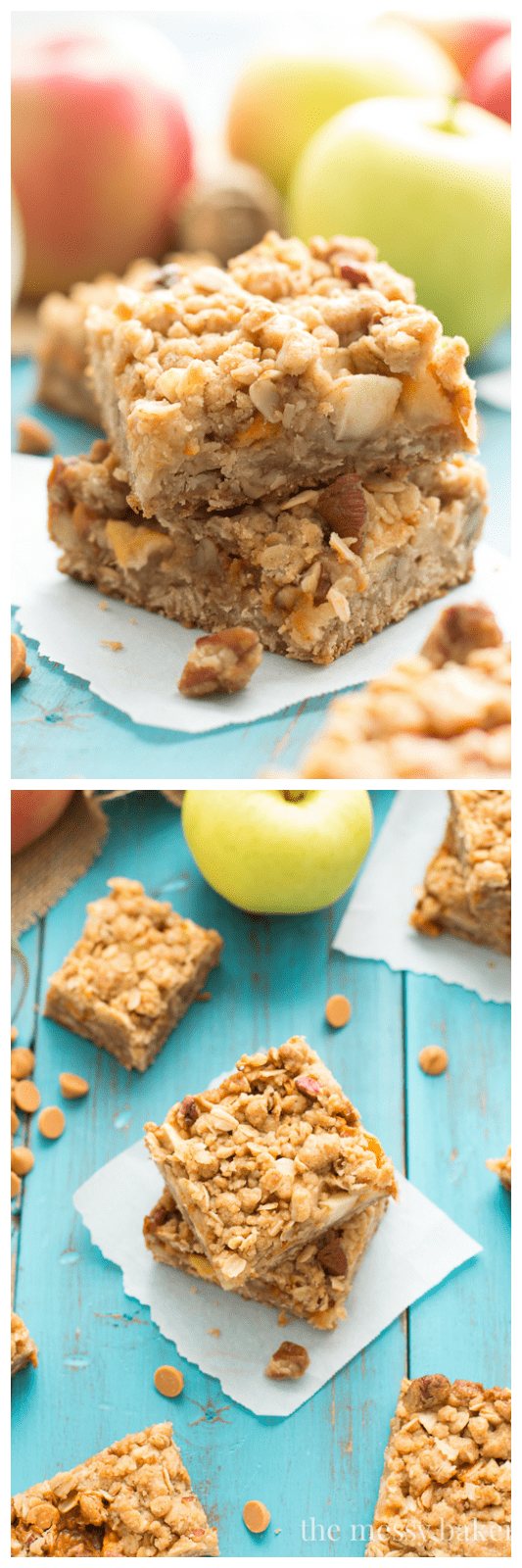 Butterscotch Apple Crumb Bars Recipe | www.themessybakerblog.com