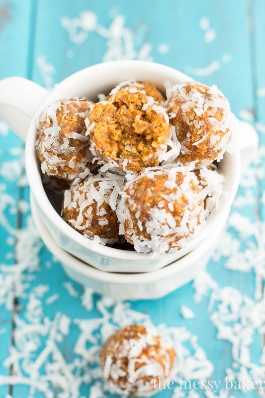 Carrot Cake Energy Balls | www.themessybakerblog.com