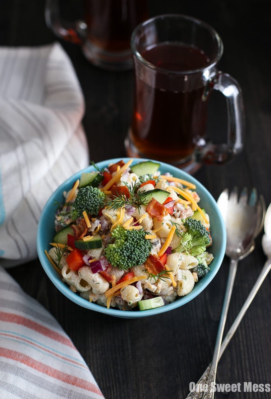 Cheddar Bacon Ranch Pasta Salad