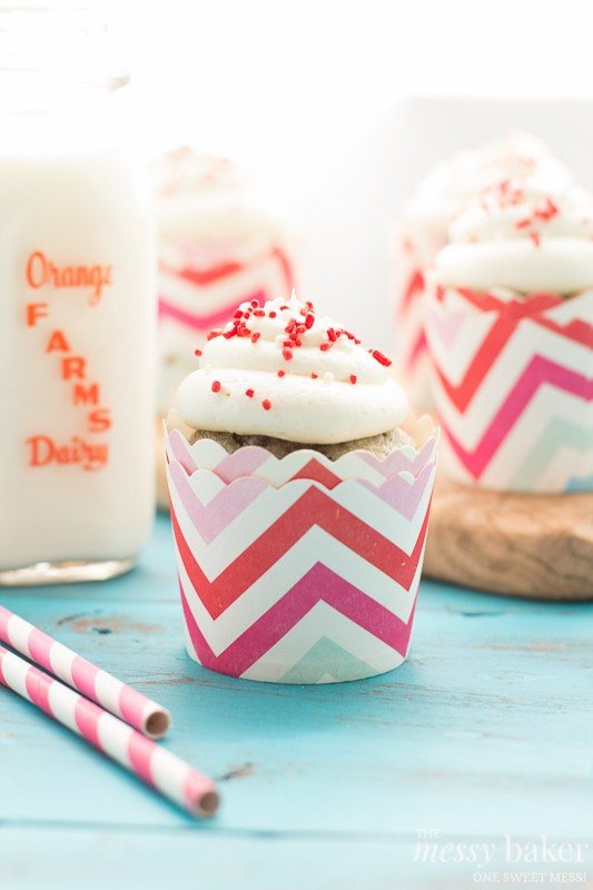 Cherry Chocolate Chip Cupcakes with Vanilla Bean Buttercream | www.themessybakerblog.com