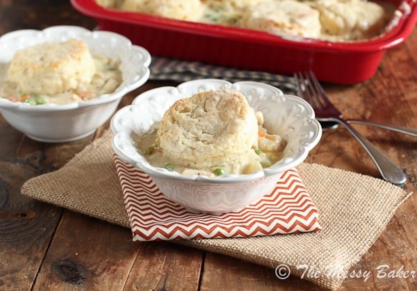 Chicken & Biscuit Pot Pie Casserole {www.themessybakerblog.com}-5457