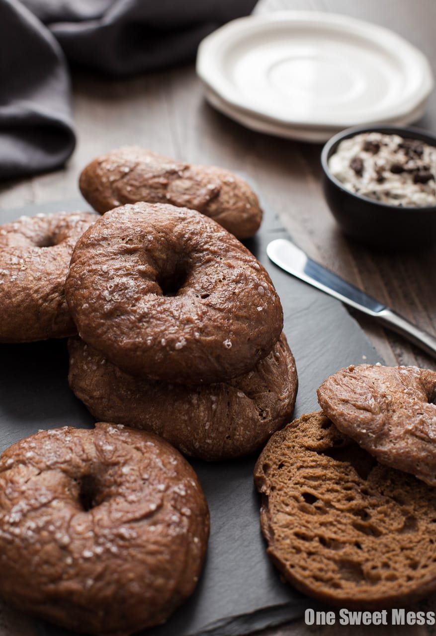 Chocolate Bagels with Cookies & Cream Whipped Cream Cheese