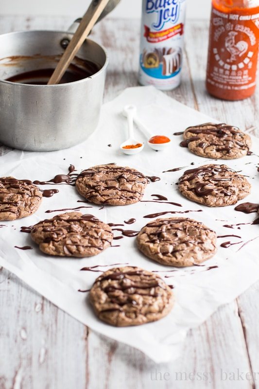 Chocolate Brownie Cookies with Sriracha Ganache ~ #SweetTreat
