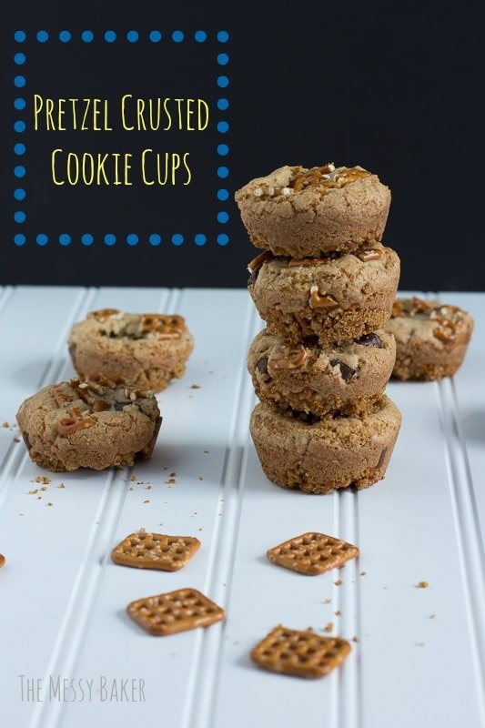 Chocolate Chip Cookie Cups with a Pretzel Crust