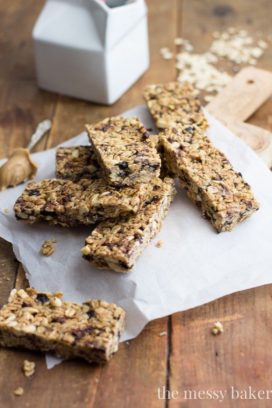 Chocolate Chip Peanut Butter Granola Bars {Gluten-Free Option}
