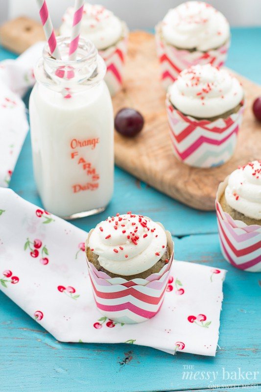 Cherry Chocolate Chip Cupcakes with Vanilla Bean Buttercream