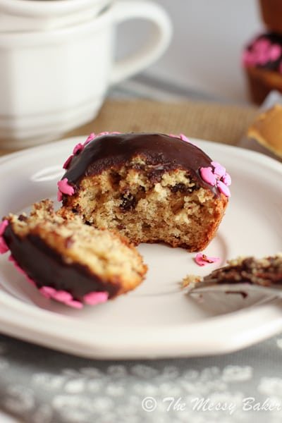 Chocolate Glazed Peanut Butter Banana Muffins {www.themessybakerblog.com}-5375
