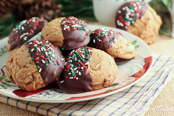 Chocolate Dipped Biscoff Pillow Cookies