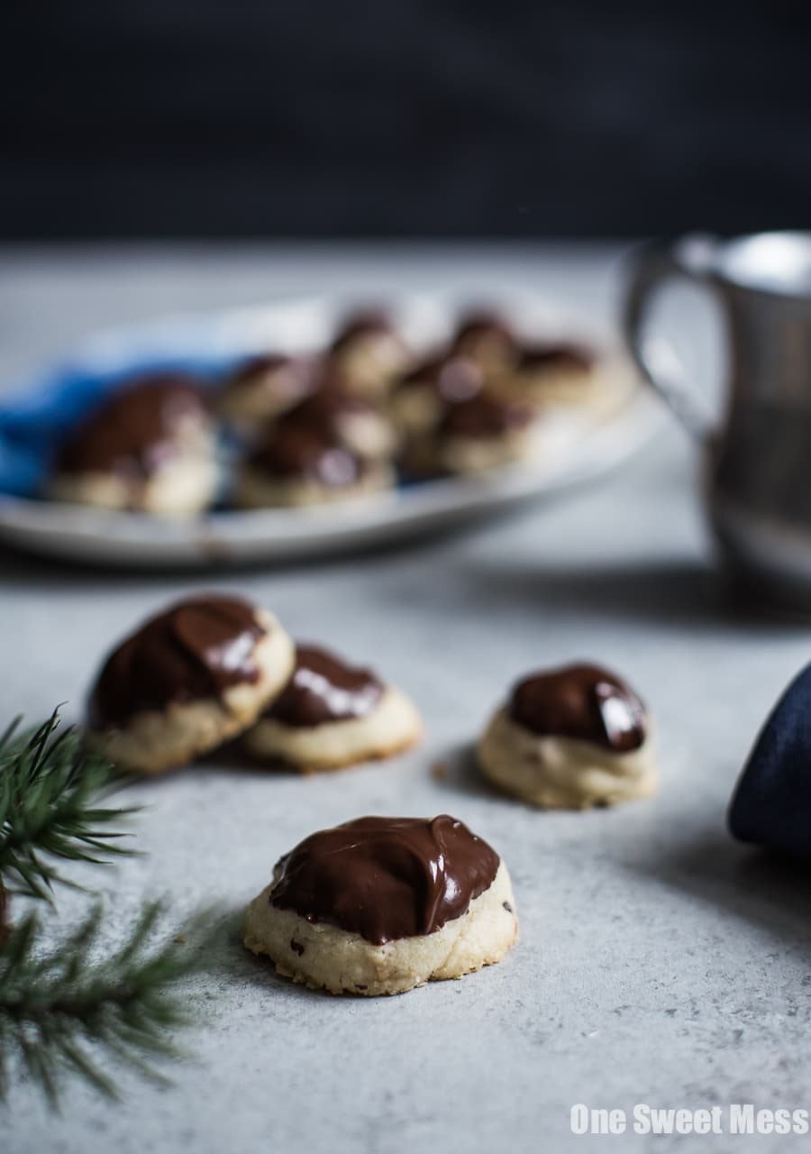 Chocolate Dipped Hazelnut Sandies