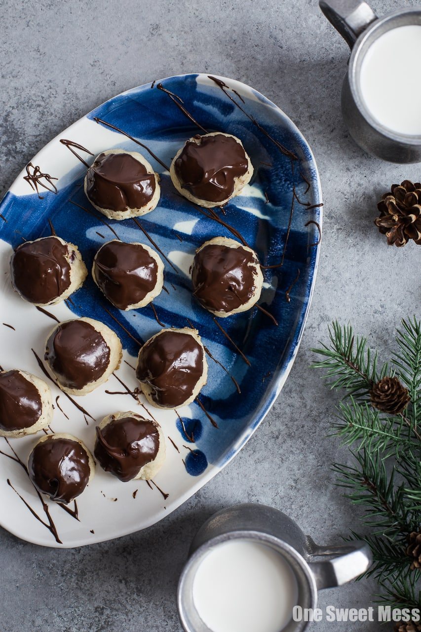 Chocolate Dipped Hazelnut Sandies