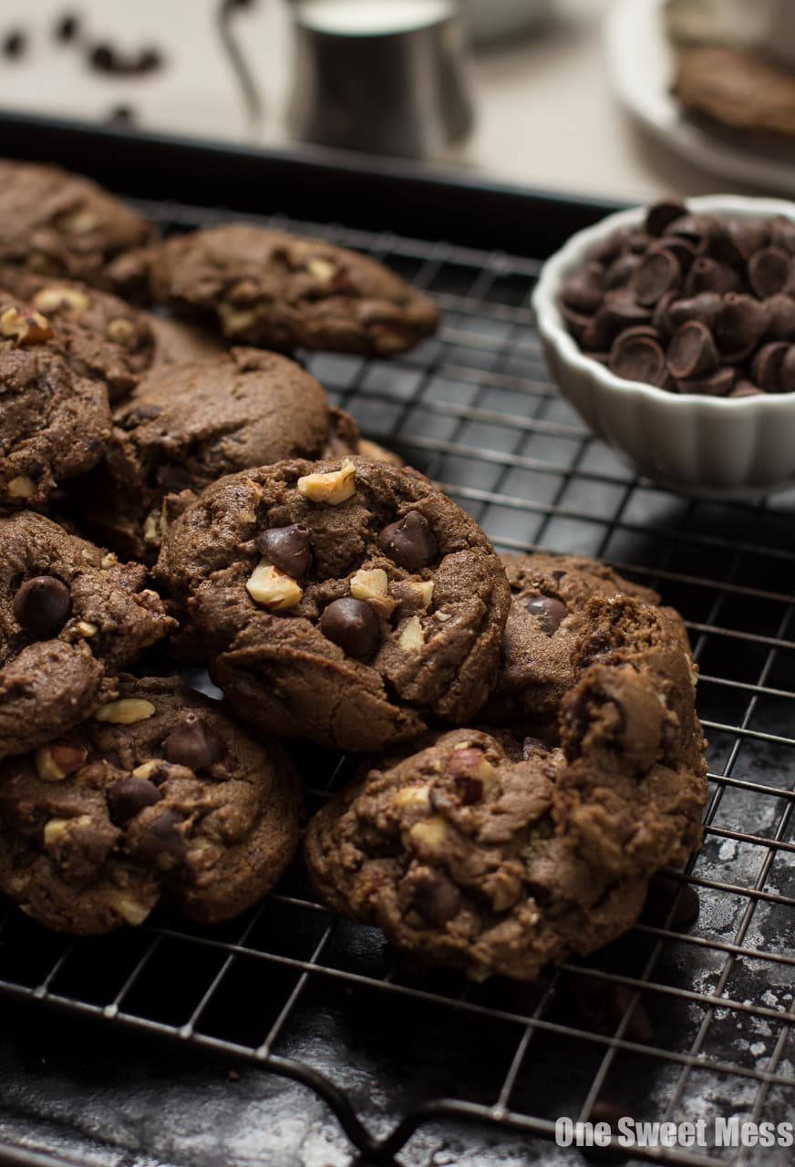Chocolate Espresso Toasted Hazelnut Cookies