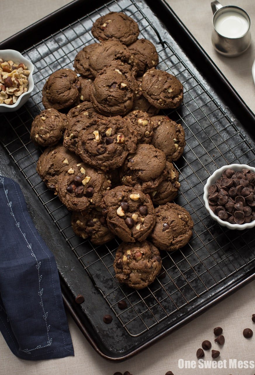 Chocolate Espresso Toasted Hazelnut Cookies