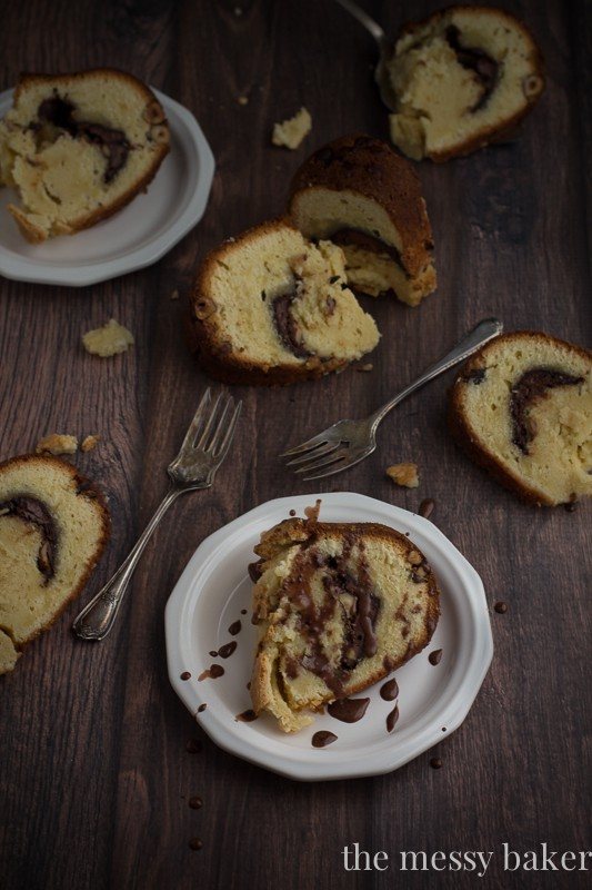 Chocolate Hazelnut Swirl Cream Cheese Pound Cake | www.themessybakerblog.com