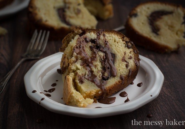 Chocolate Hazelnut Swirl Cream Cheese Pound Cake | www.themessybakerblog.com