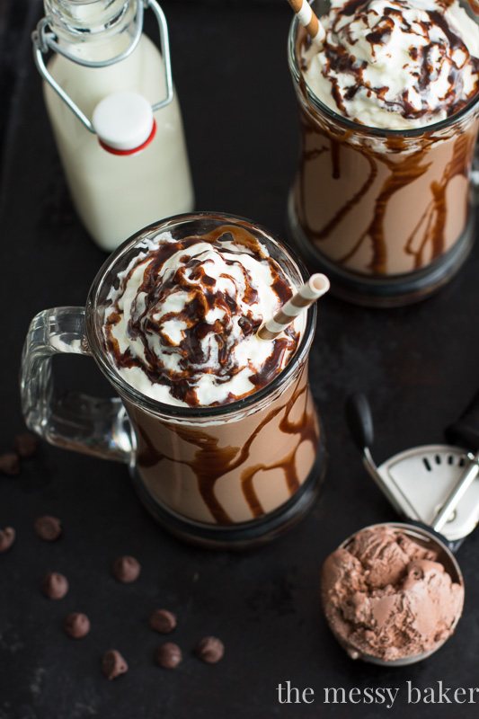 Chocolate Peanut Butter Roasted Banana Milkshake