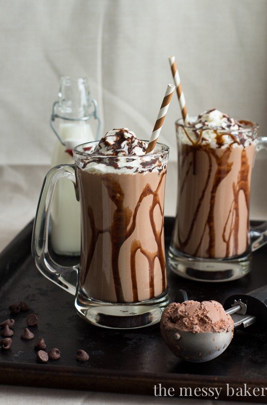 Chocolate Peanut Butter Roasted Banana Milkshake