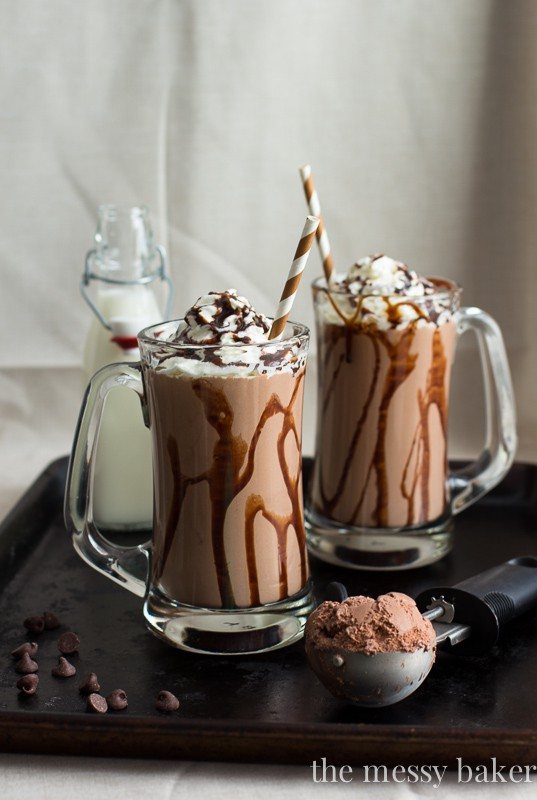 Chocolate Peanut Butter Roasted Banana Milkshake