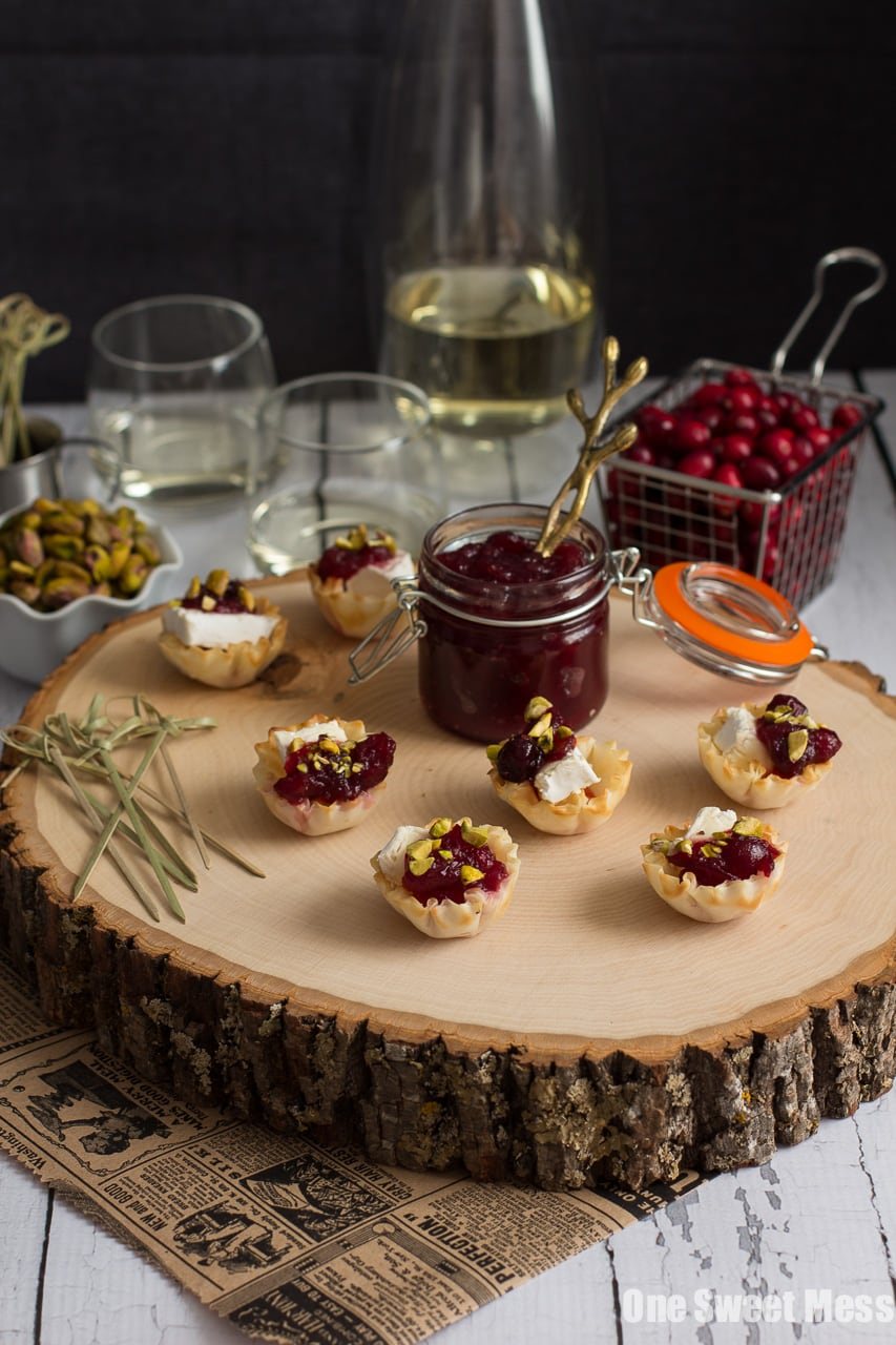 Cranberry, Brie & Toasted Pistachio Phyllo Bites