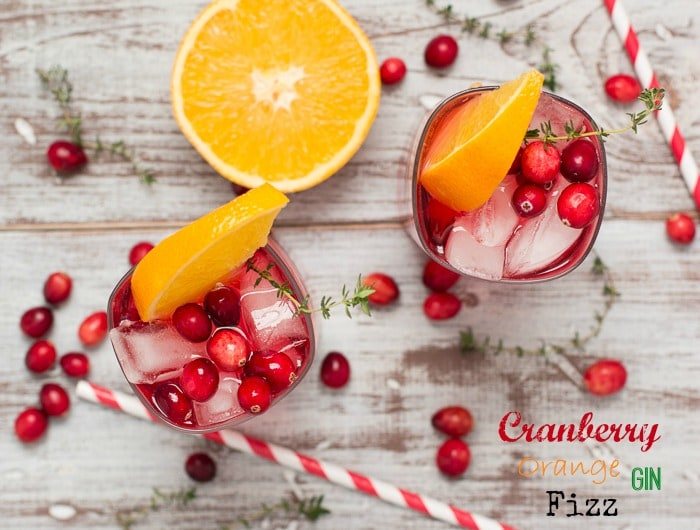 Cranberry-Orange Gin Fizz with Thyme