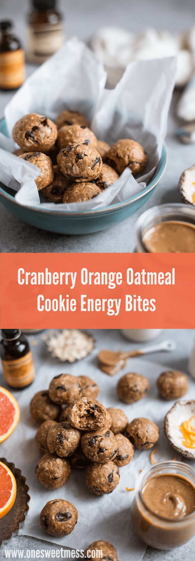 Cranberry Orange Oatmeal Cookie Energy Bites