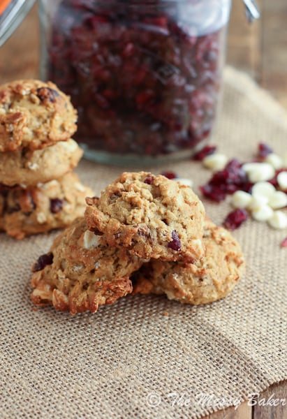 Cranberry White Chocolate Chip Oat Cookies