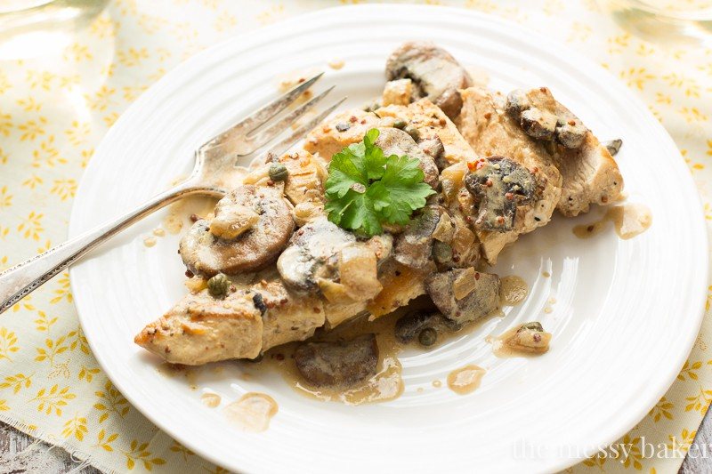 Creamy Dijon Chicken with Mushrooms | www.themessybakerblog.com