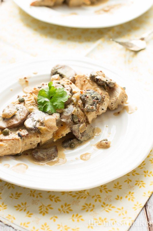 Creamy Dijon Chicken with Mushrooms | www.themessybakerblog.com