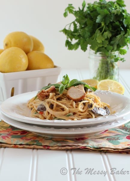 Creamy Parmesan Pasta with Chicken & Mushrooms {www.themessybakerblog.com}-6234