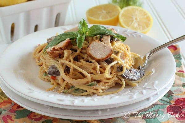 Creamy Parmesan Pasta with Chicken & Mushrooms {www.themessybakerblog.com}-6242