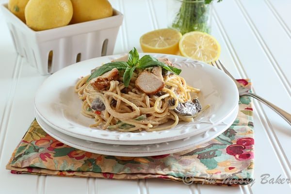Creamy Parmesan Pasta with Chicken & Mushrooms {www.themessybakerblog.com}-6210